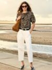 Baukjen Reece Stretch Barrel Leg Cargo White Jeans - Image 1 of 1