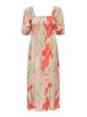 JDY Green Puff Sleeve Smock Midi Dress - Image 1 of 1