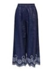 JDY Blue 100% Cotton Embroidery Detail High Waisted Trousers - Image 1 of 1
