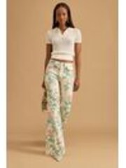 River Island White Floral Print High Rise Relaxed Flare Jeans - Image 1 of 1