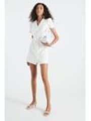 River Island White Frill Linen Tailored Dress - Image 1 of 1