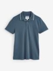 Threadbare Aqua Blue Contrast Revere Collar 100% Cotton Polo Shirt - Image 1 of 1