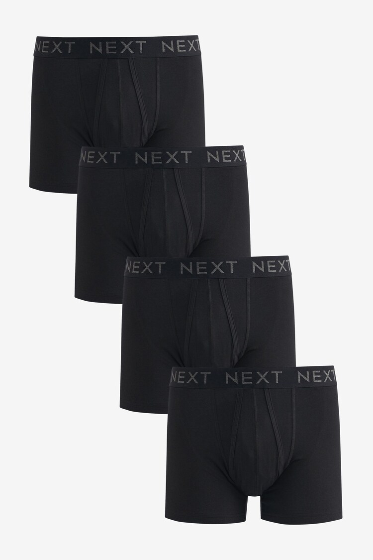 Black 4 pack A-Front Cotton Rich Boxers - Image 1 of 1
