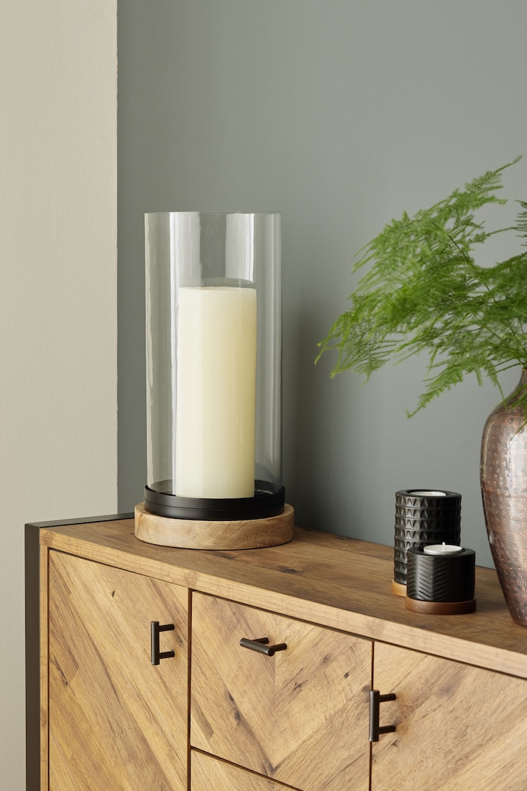 Black Extra Large Glass and Metal Hurricane Candle Holder - Image 1 of 1