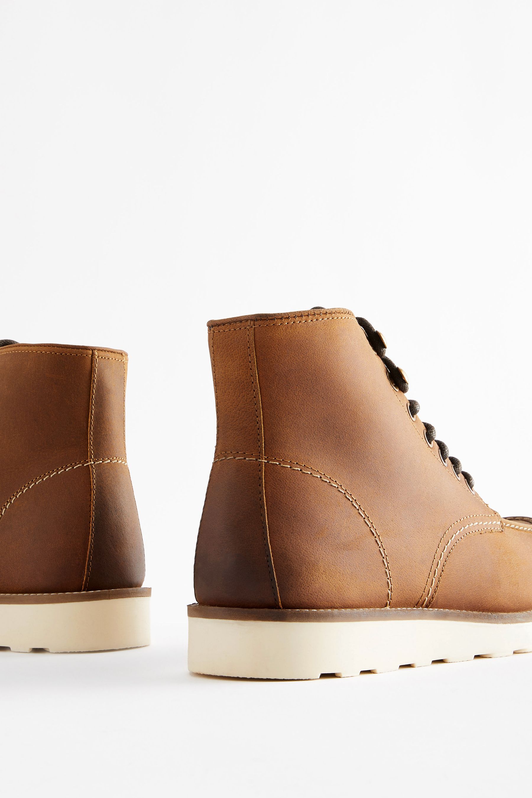 Buy Brown Leather Apron Mid Boots from Next Oman