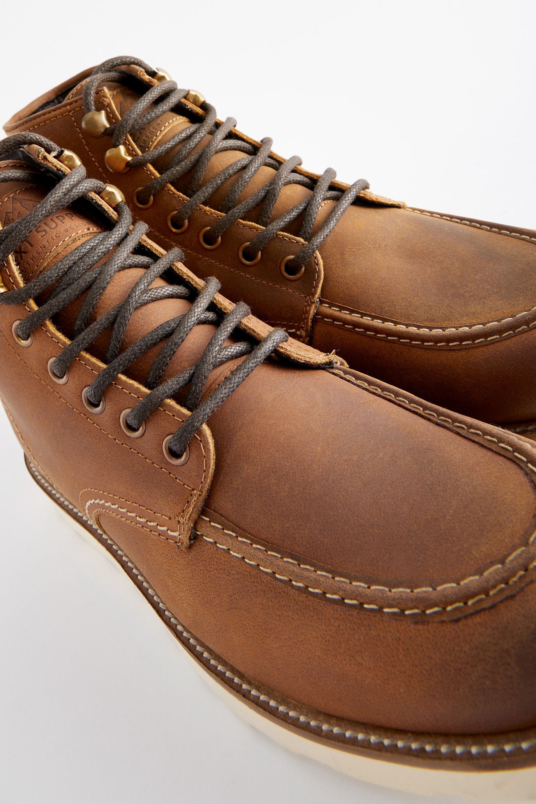 Buy Brown Leather Apron Mid Boots from Next Oman