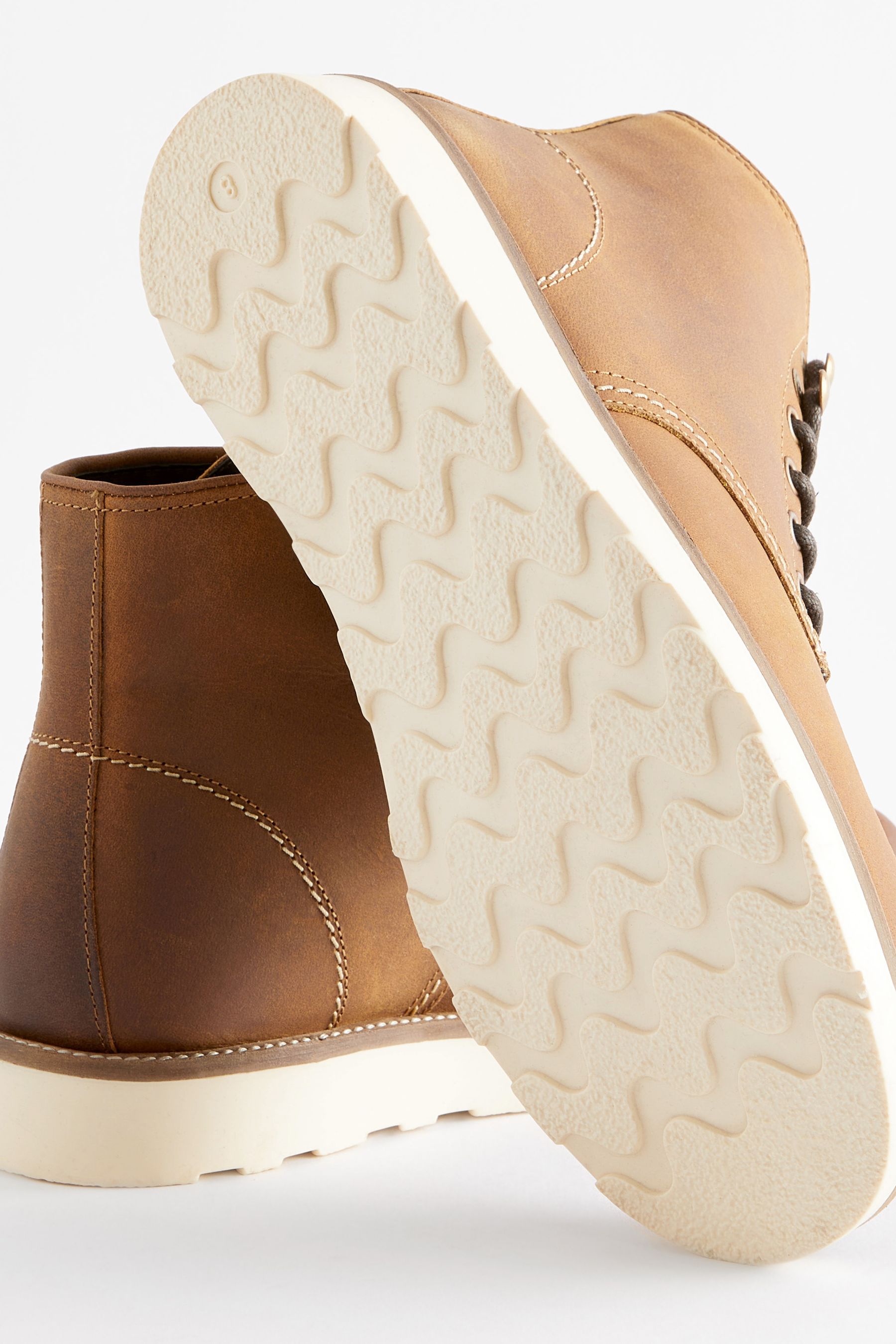 Buy Brown Leather Apron Mid Boots from Next Oman