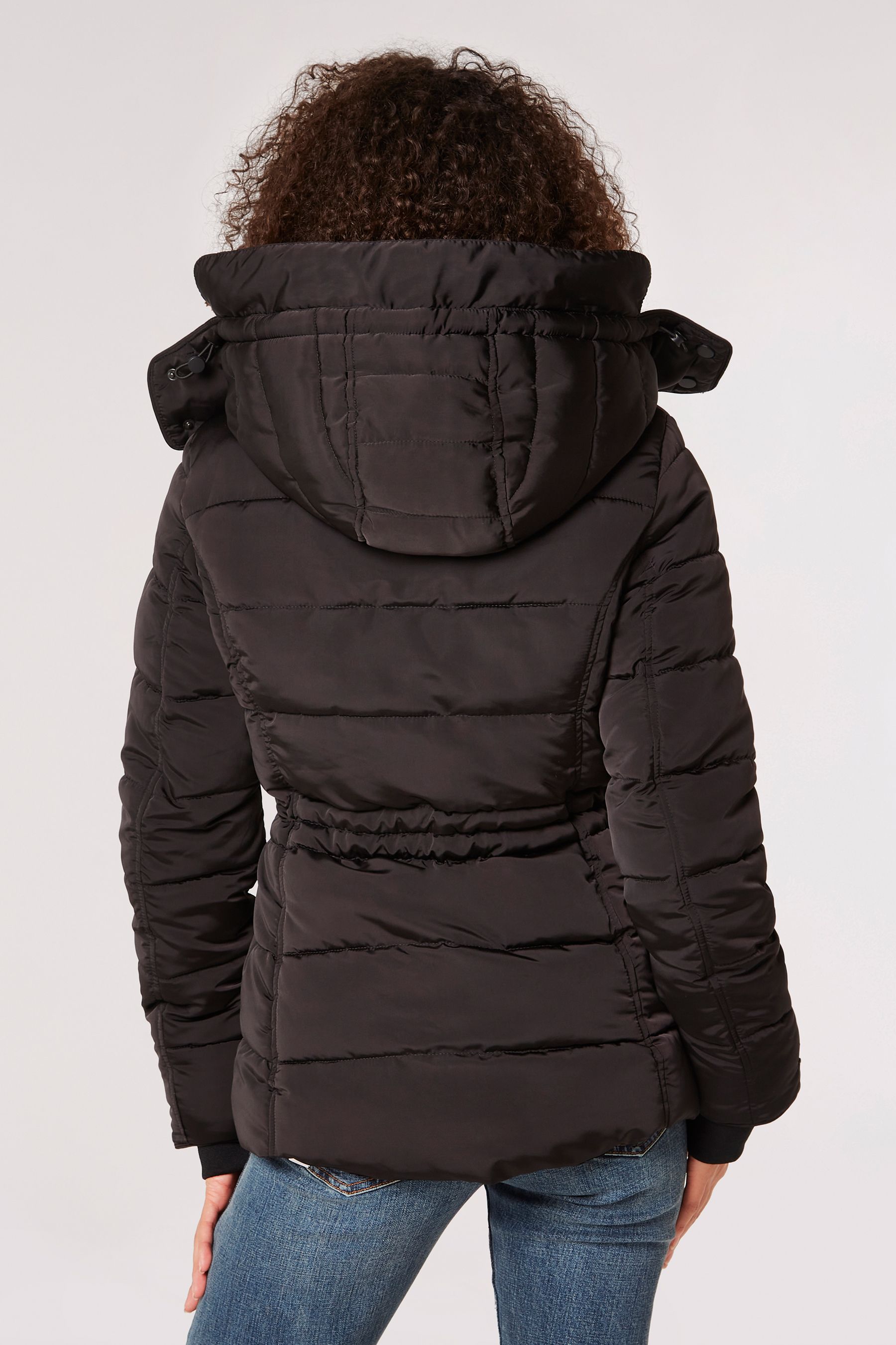 Buy Apricot Black Faux Fur Lined Puffer Jacket from the Next UK online shop