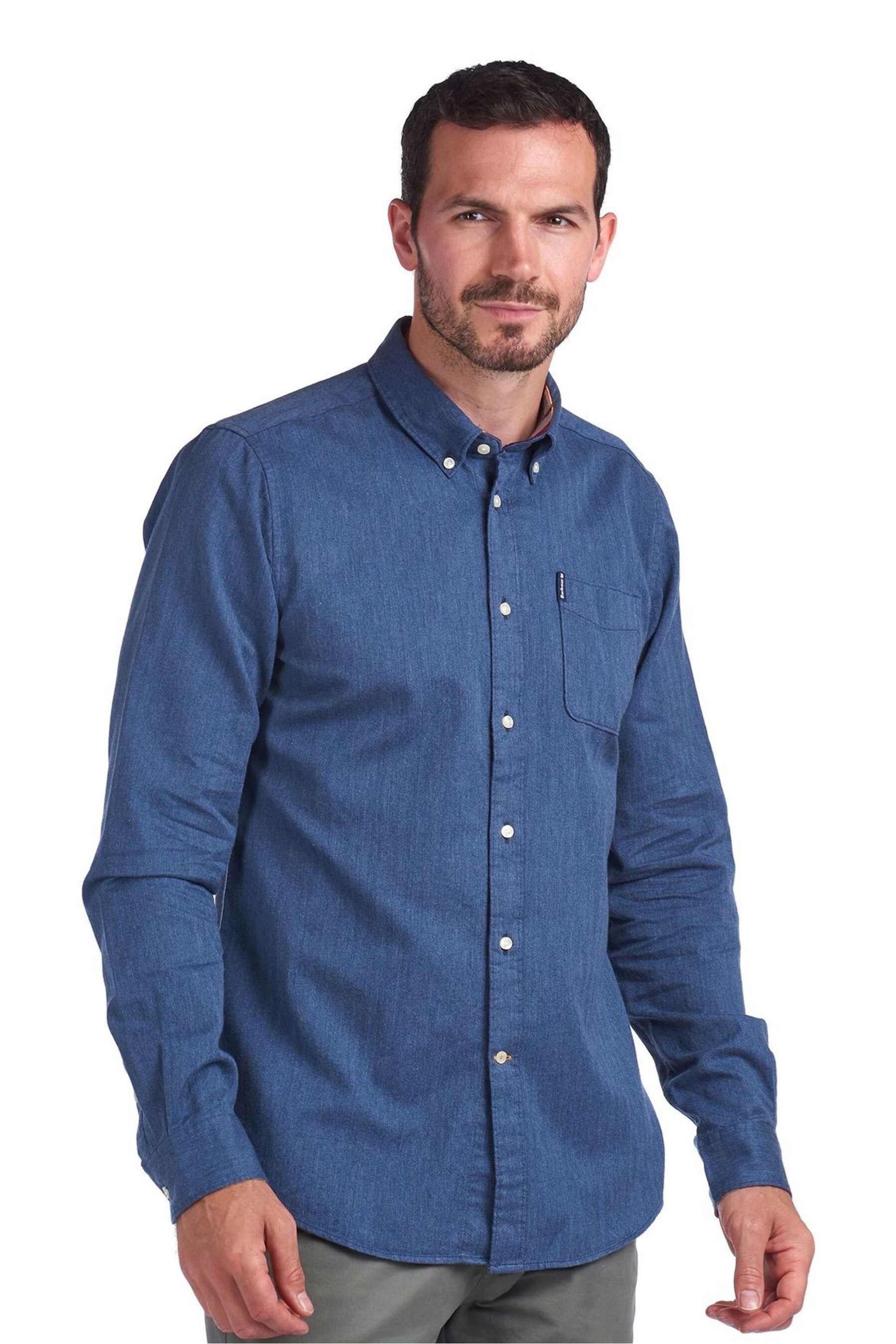 Buy Barbour® Blue Herringbone Tailored Shirt from the Next UK online shop