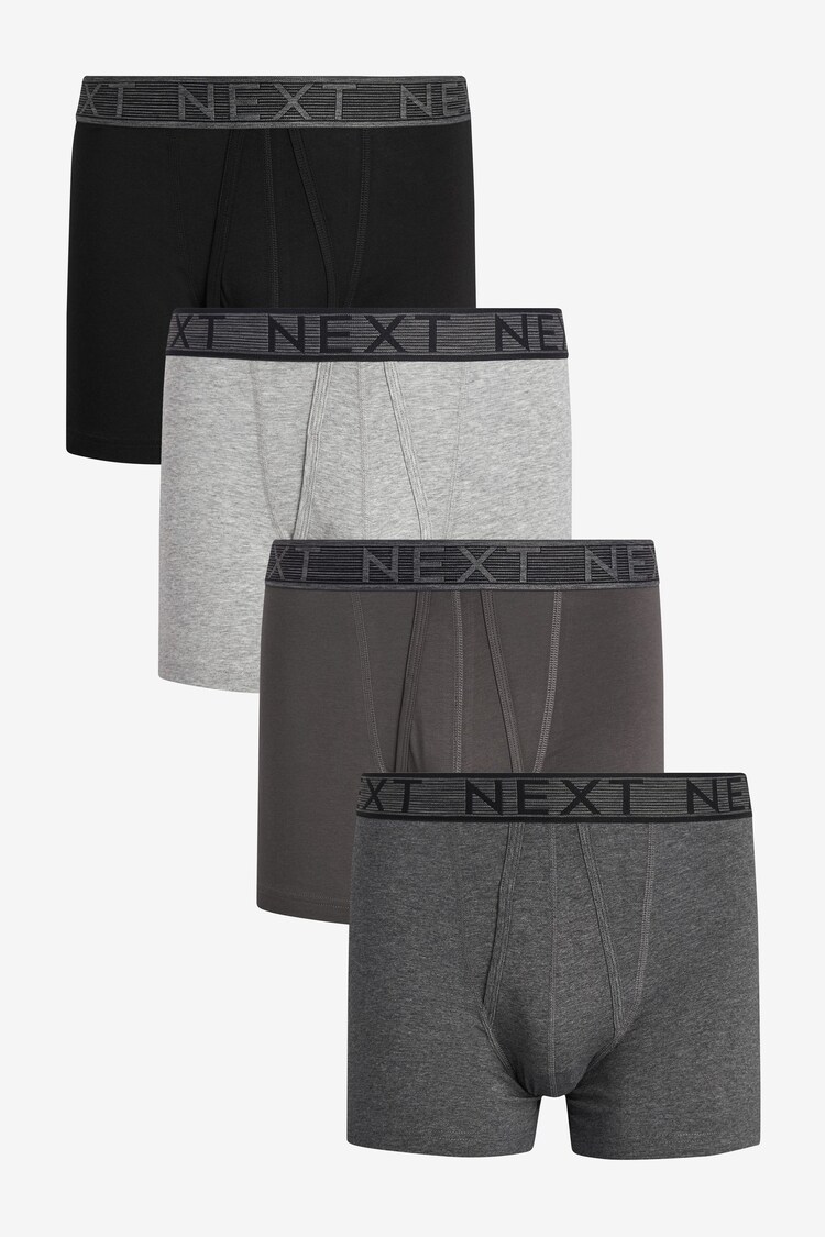 Grey 4 pack A-Front Cotton Rich Boxers - Image 1 of 1