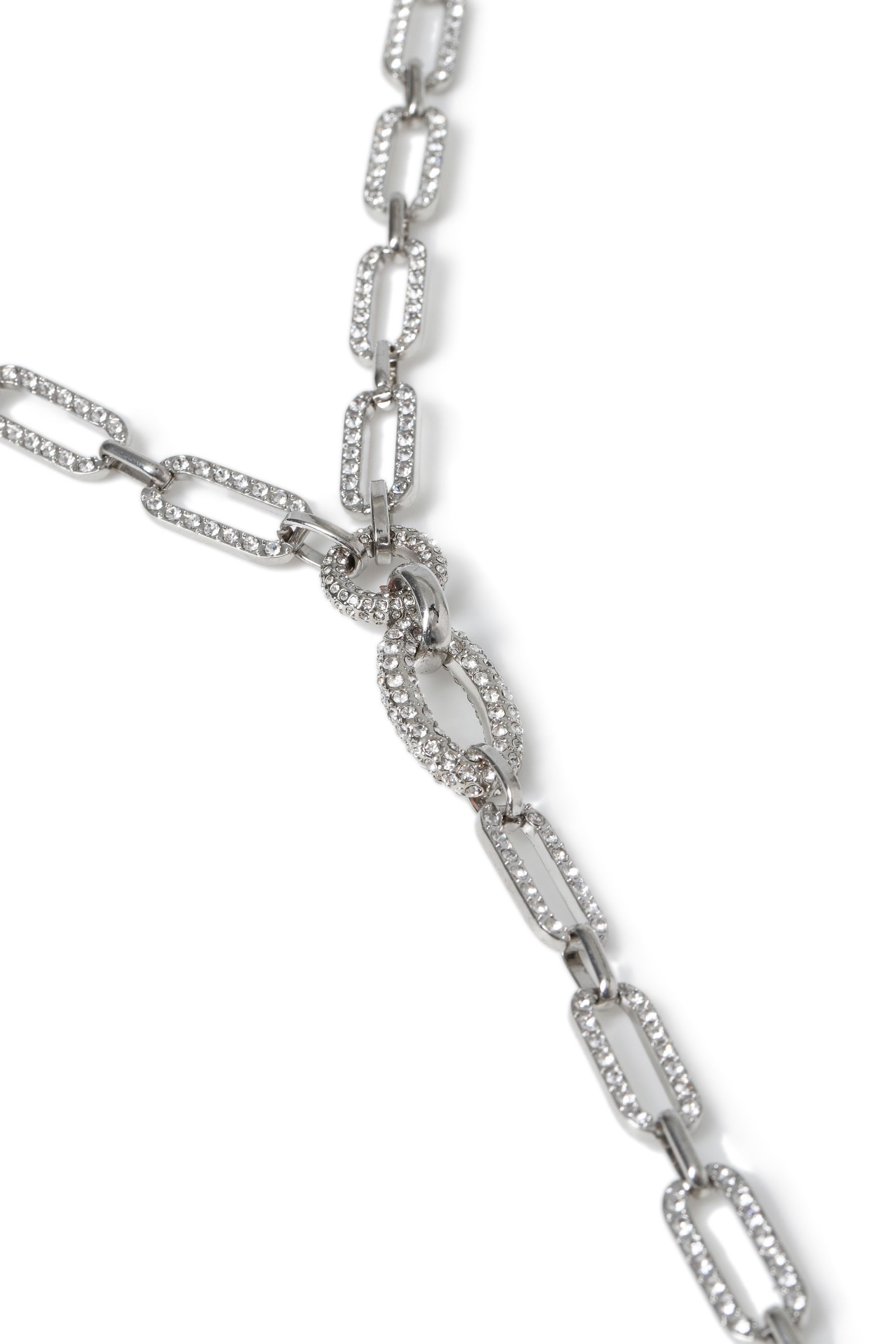 Buy Aela Silver Tone Crystal Pave Y Chain Necklace from the Next UK