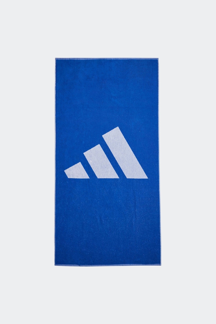 adidas Blue Large 3 Bar Towel - Image 1 of 1