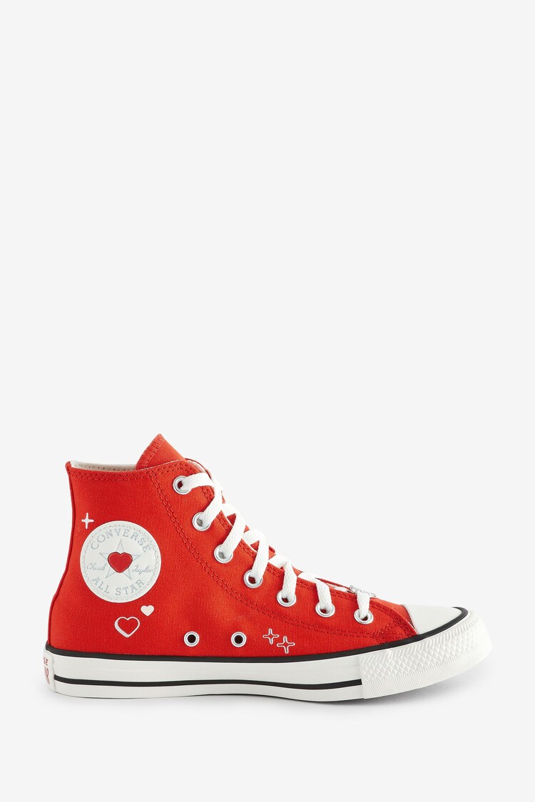 Converse Red Heart Detail Chuck Taylor Trainers - Image 1 of 1