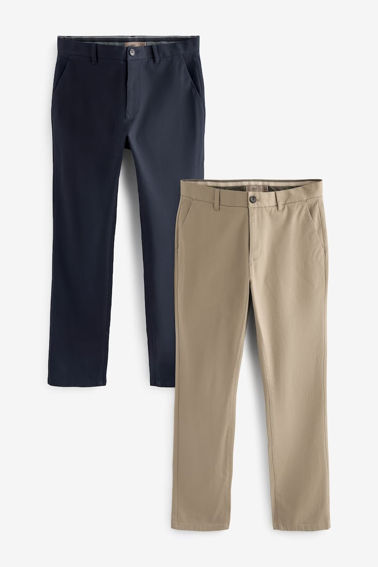 Marineblau/Stein - Schmale Passform - Stretch-Chinohose, 2er-Pack - Image 1 of 1
