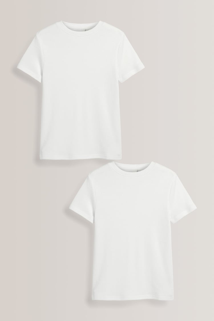 White 2 Pack Short Sleeved Thermal Tops (2-16yrs) - Image 1 of 1