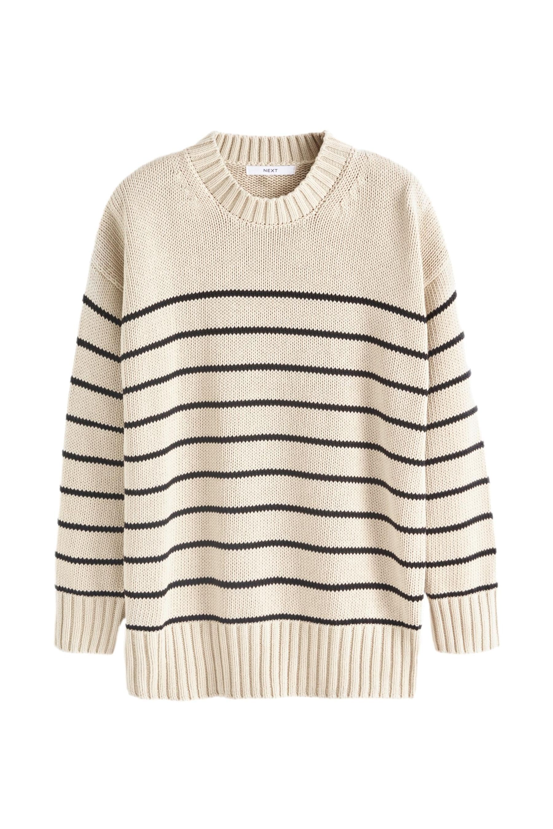Buy Ecru Stripe Oversized Crew Neck Jumper from Next Luxembourg