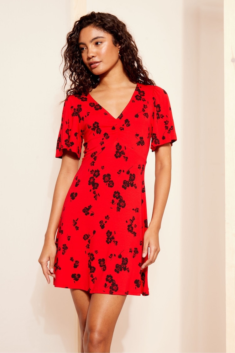 Friends Like These Red Short Sleeve Jersey Midi Dress - Image 1 of 1