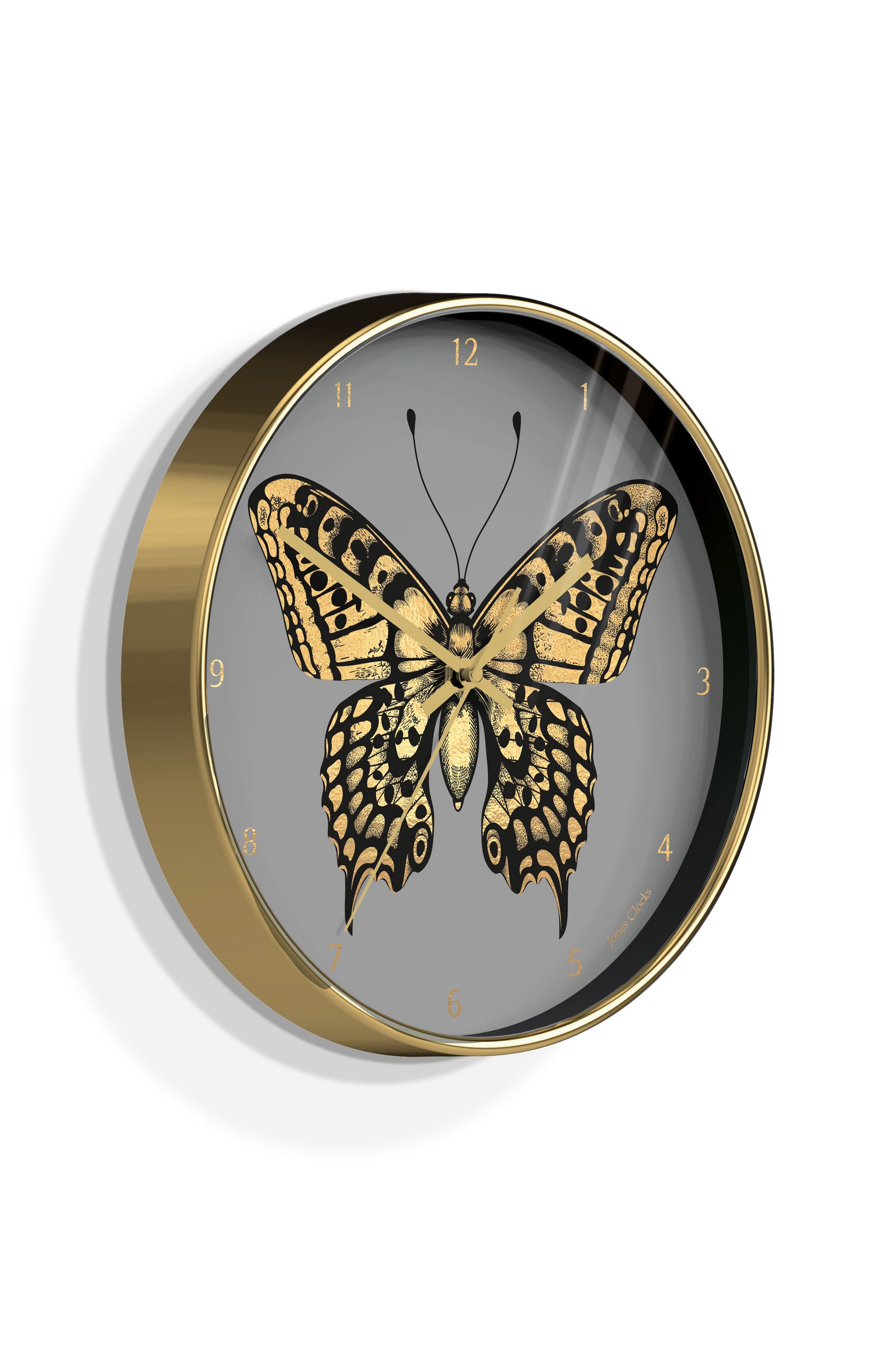 Buy Jones Clocks Gold Academy Gold Butterfly Wall Clock from the Next