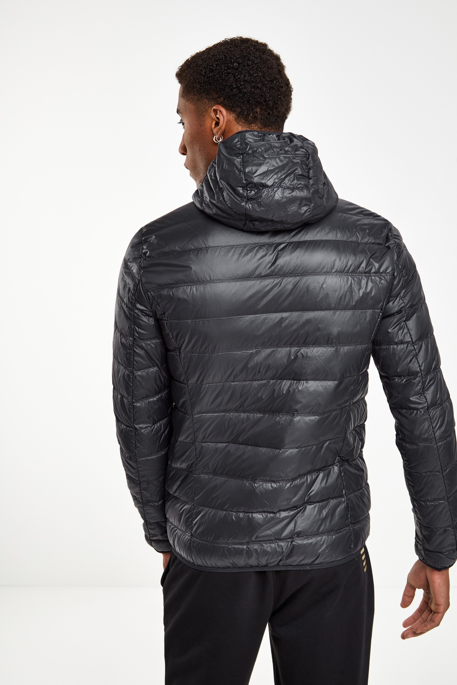 Buy Emporio Armani EA7 Black Hooded Padded Jacket from the Next UK ...