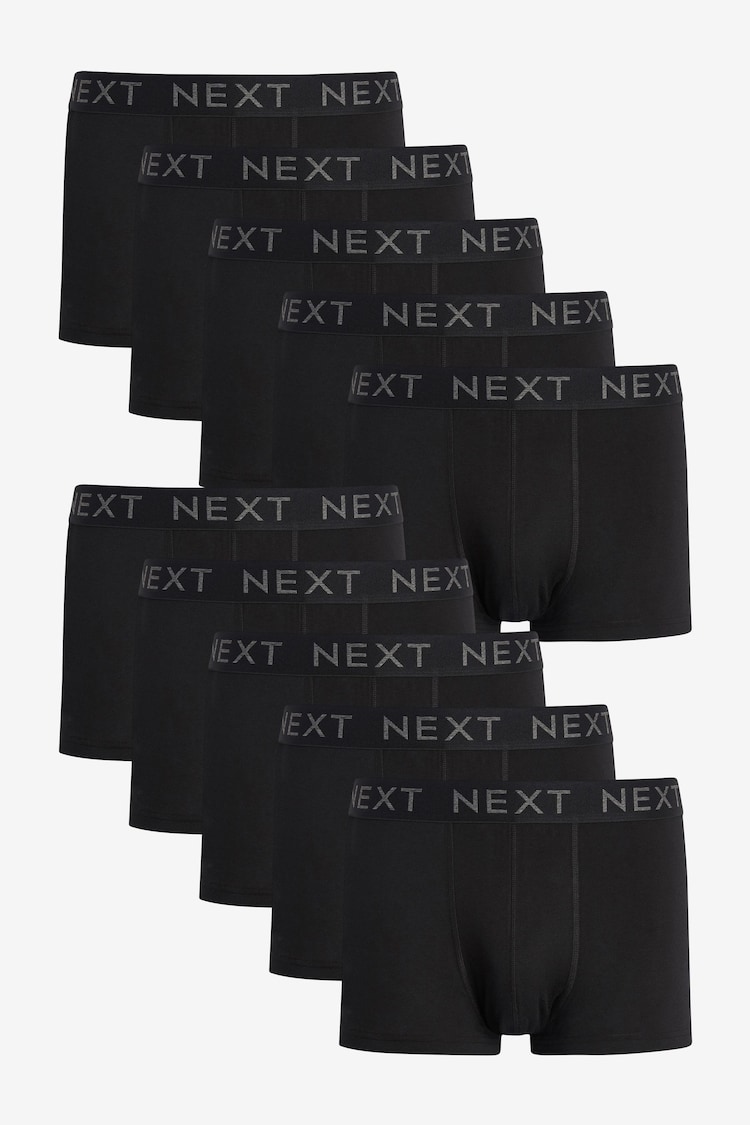 Black 10 pack Cotton Rich Blend Hipsters Boxers - Image 1 of 1