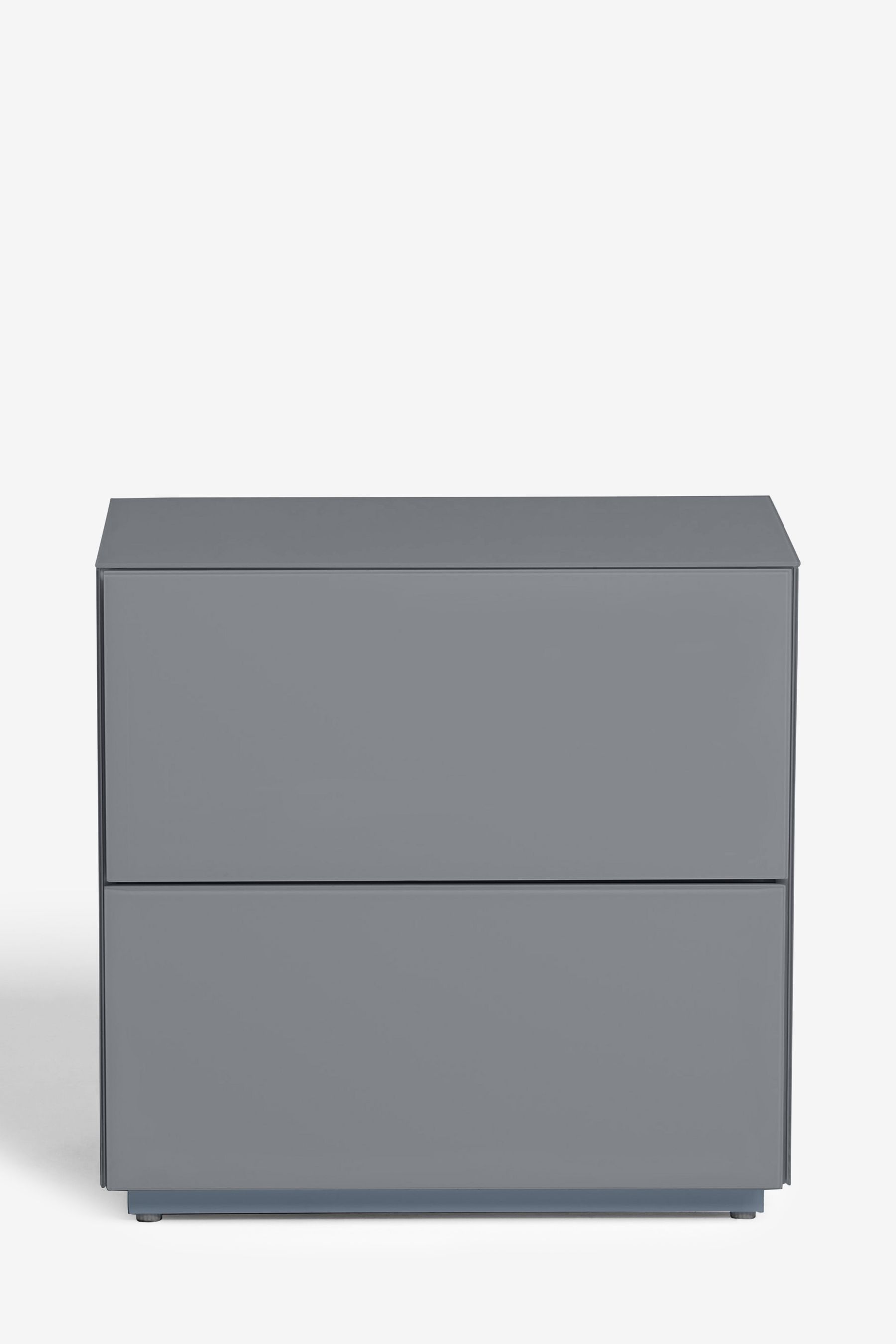 Buy Grey Sloane Glass Collection Luxe 2 Drawer Wide Bedside Table from