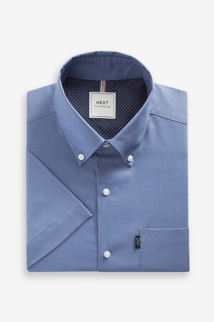 Cornflower Blue Regular Fit Short Sleeve Easy Iron Button Down Oxford Shirt - Image 1 of 1