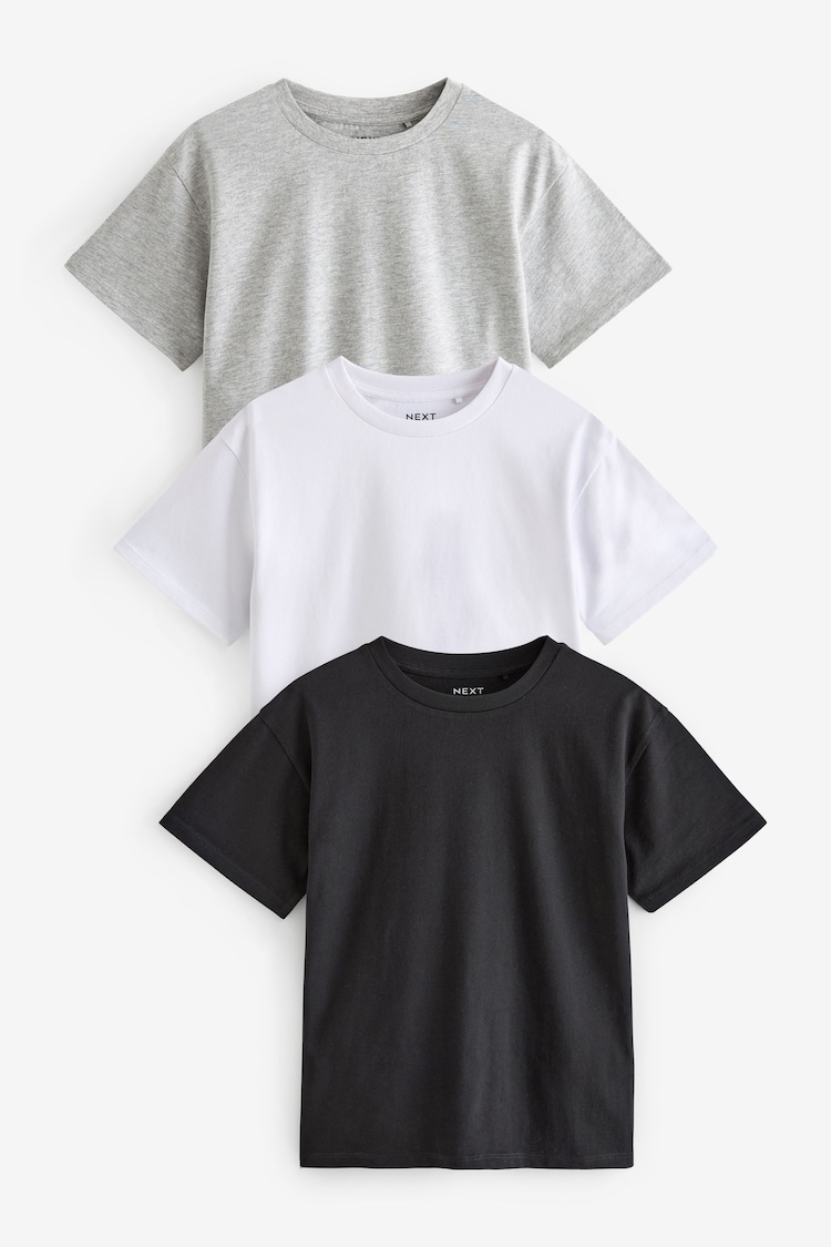 Black/White/Grey Oversized T-Shirts 3 Pack (3-16yrs) - Image 1 of 1