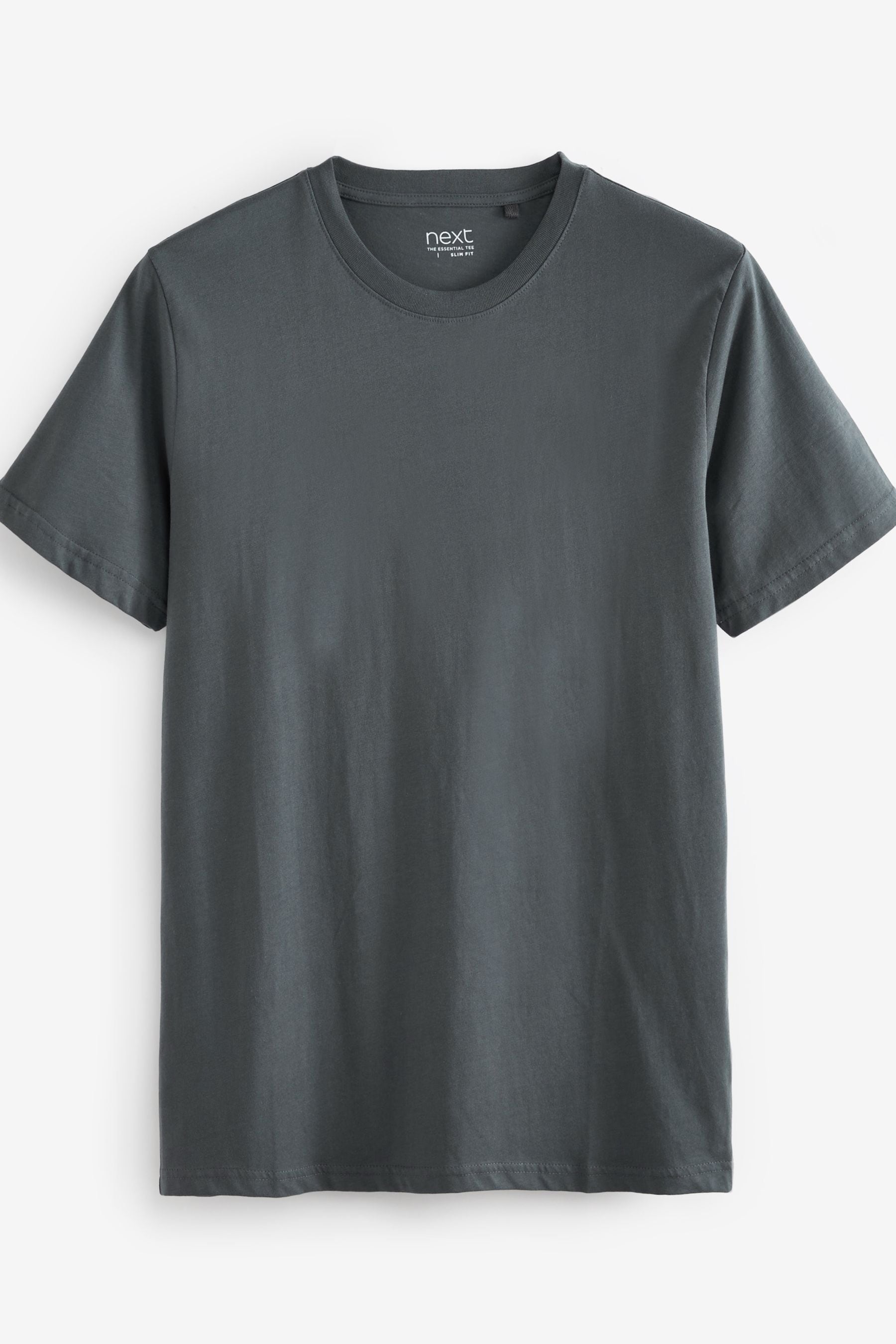 Buy Grey Charcoal Slim Fit Essential Crew Neck T-Shirt from the Next UK ...
