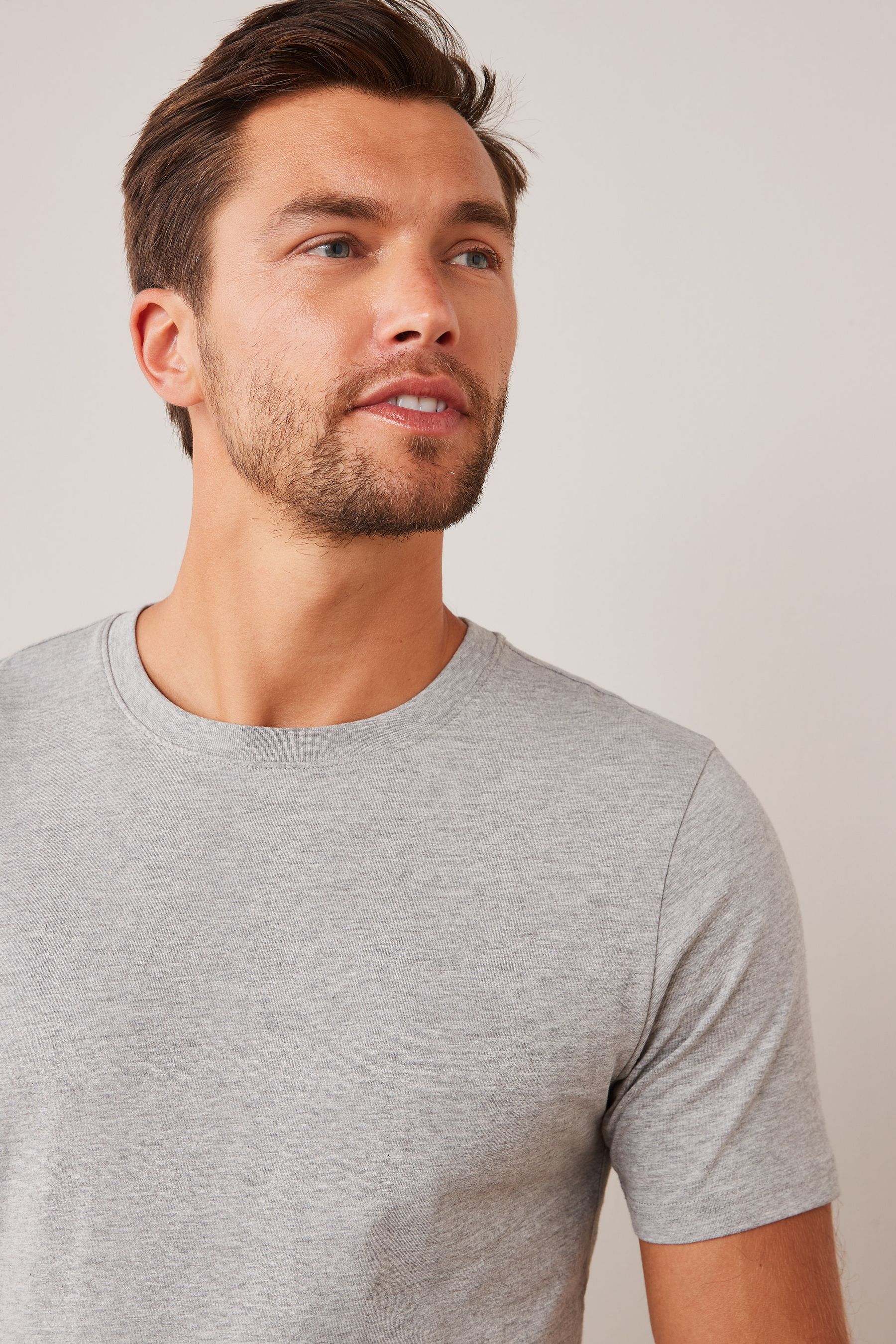 Buy Grey Marl Slim Essential Crew Neck T-Shirt from the Next UK online shop