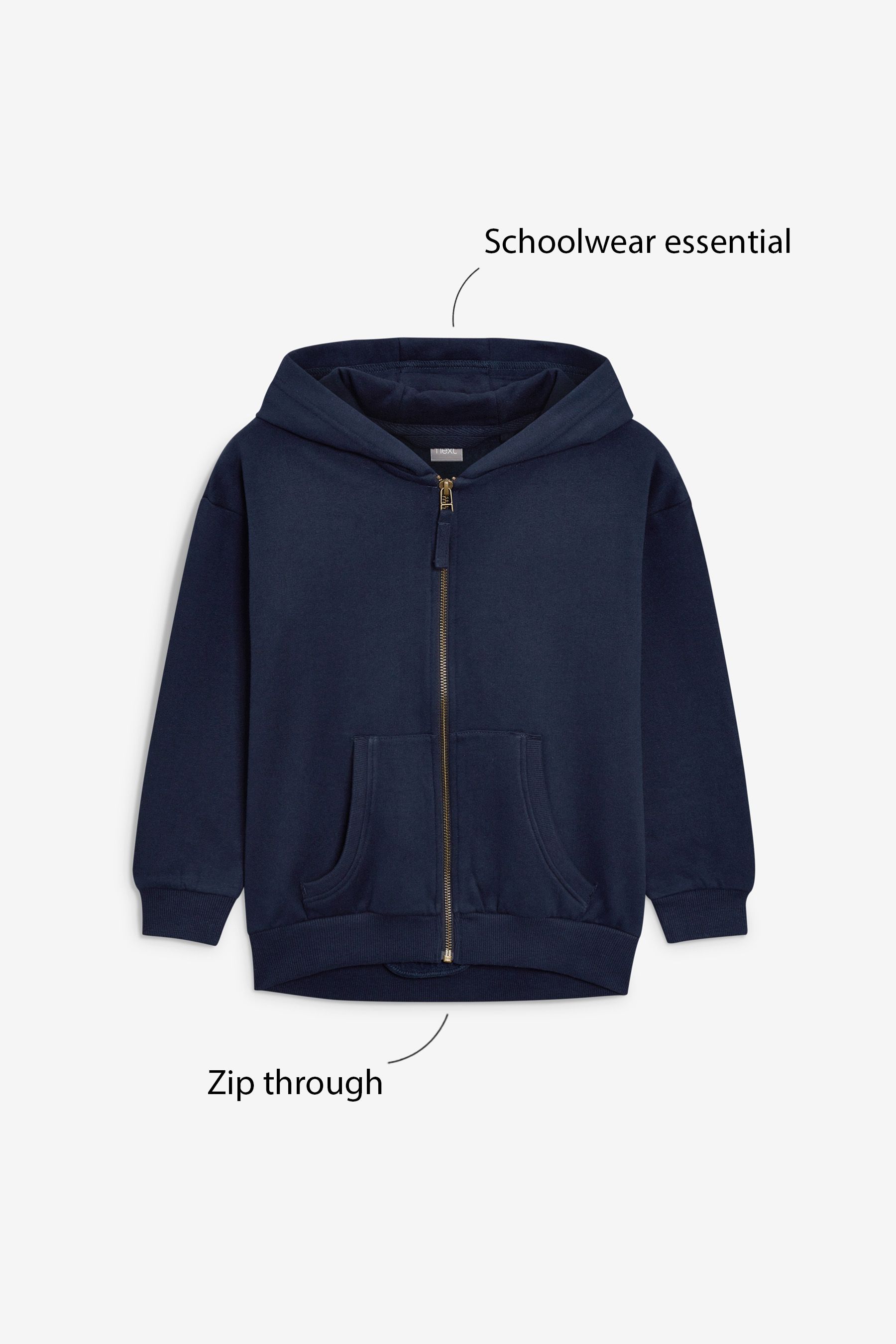 Buy Navy Blue Cotton Rich Zip Through Football Hoodie (3-16yrs) from ...