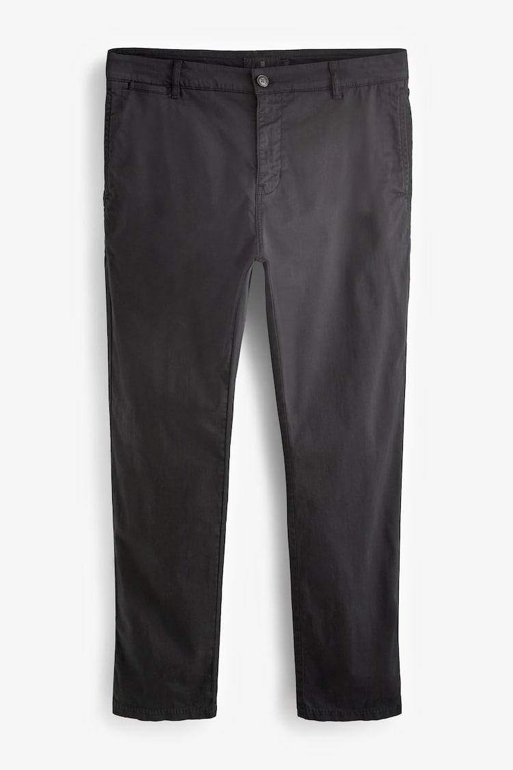 Black Slim Fit Premium Laundered Stretch Chinos Trousers - Image 1 of 1