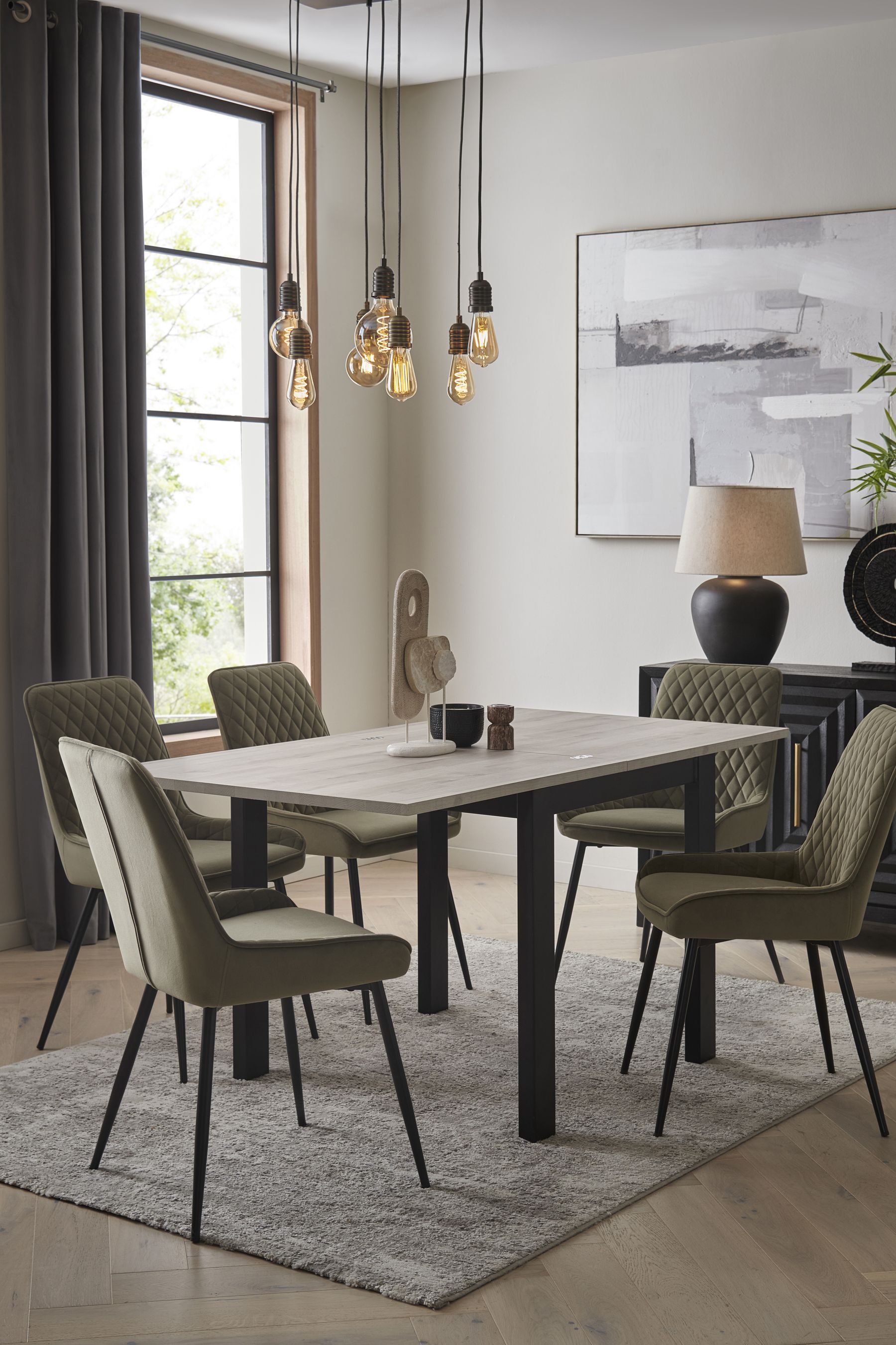 Buy Grey Bronx Oak Effect Rectangle 4 to 6 Seater Extending Dining