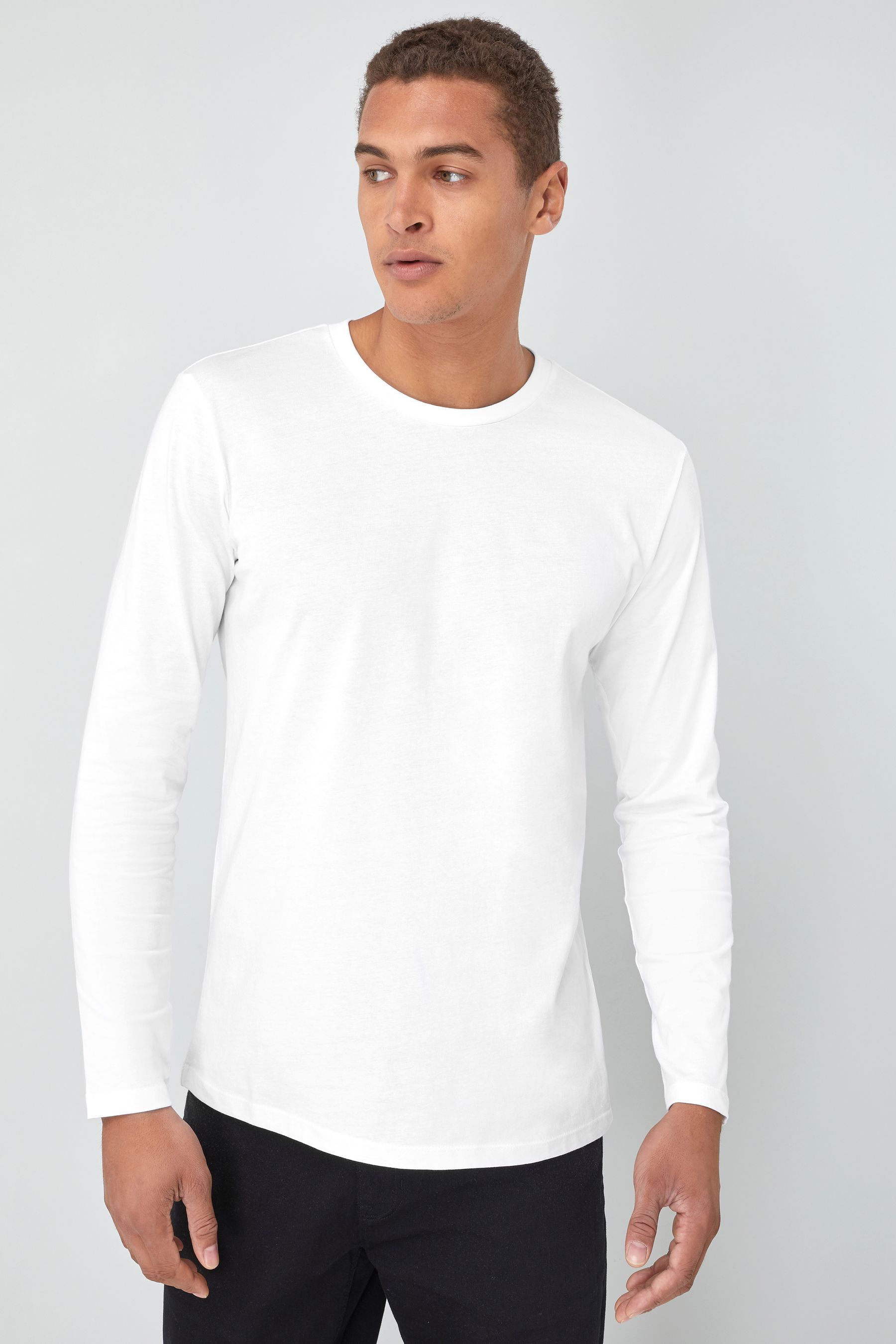 Buy White Long Sleeve Crew Neck T-Shirt from the Next UK online shop