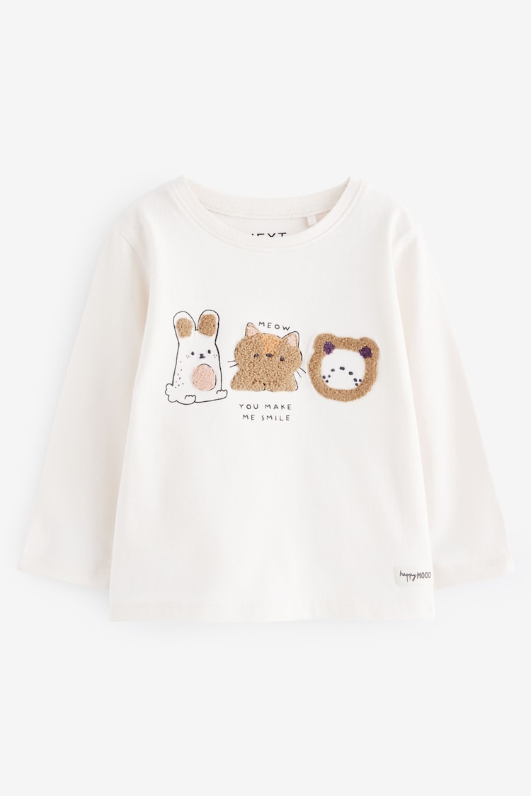 Ecru Bunny Characters 100% Cotton Long Sleeve T-Shirt (3mths-7yrs) - Image 1 of 1