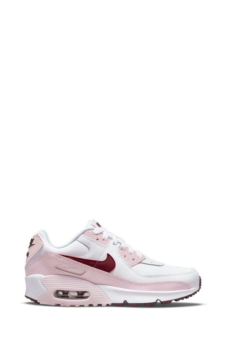 Nike White/Pink/Dark Pink Air Max 90 Youth Trainers - Image 1 of 1