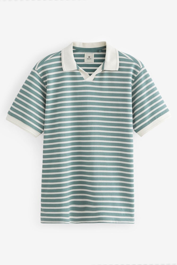 Mint Green Horizontal Stripe Polo Shirt - Image 1 of 1