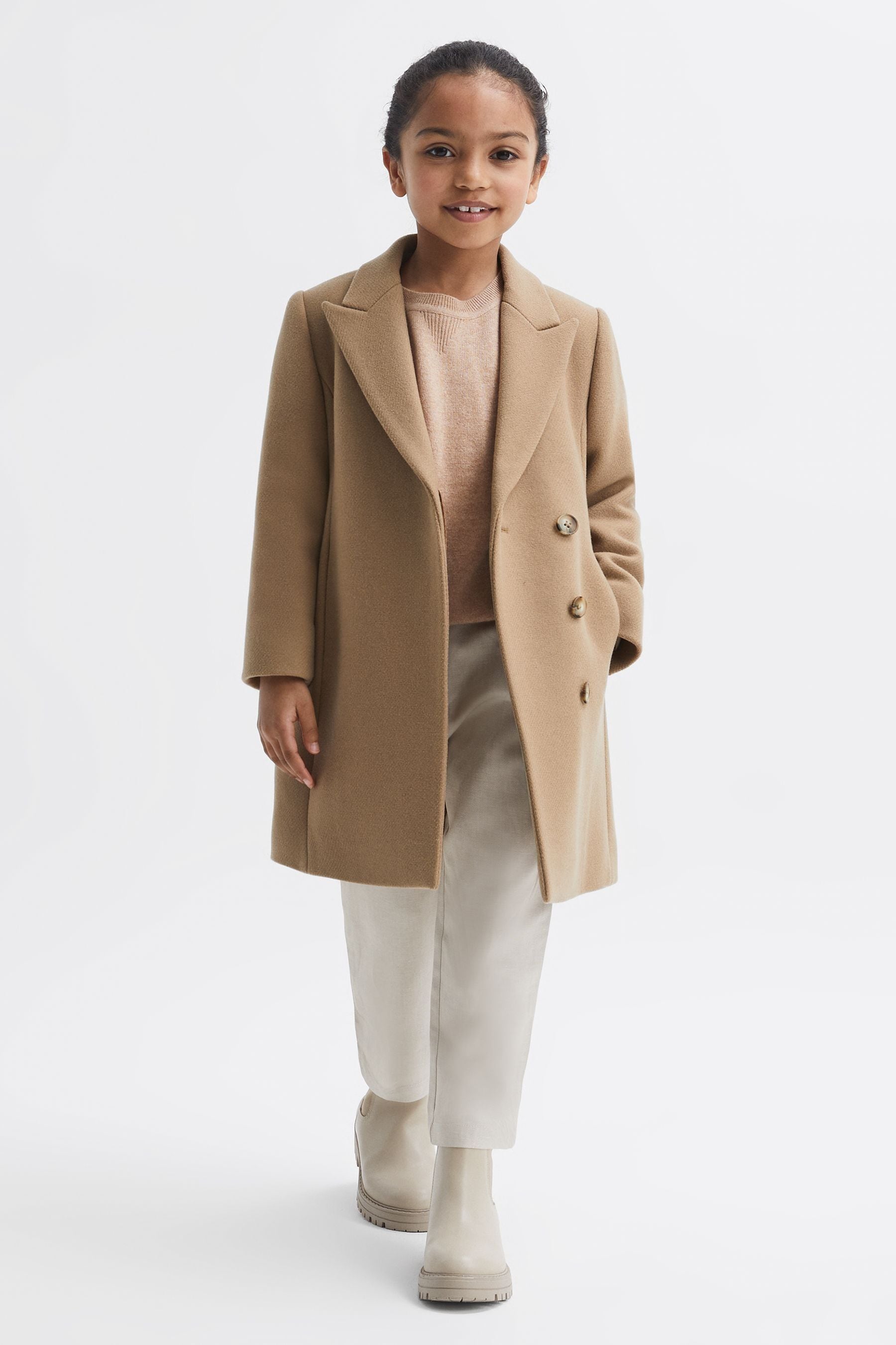 Buy Reiss Camel Harlow Junior Mid Length Wool Blend Coat from the Next ...