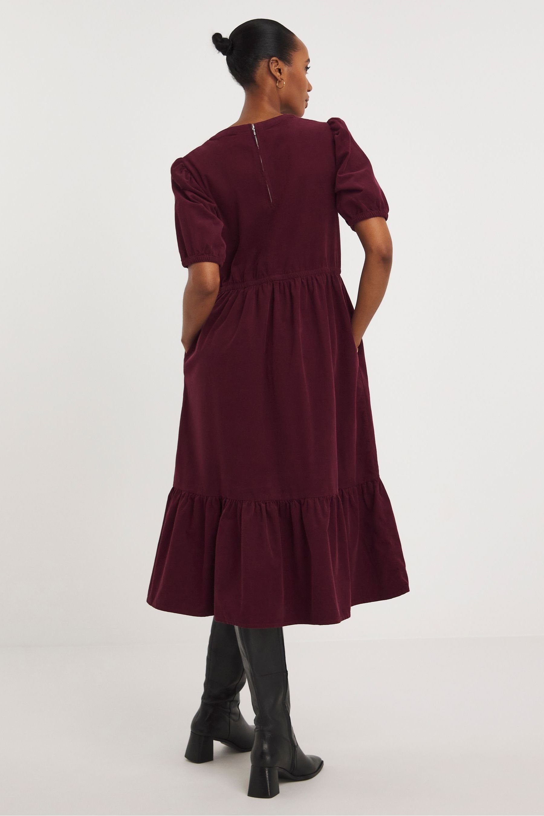 Buy JD Williams Wine Baby Cord Tired Midaxi Dress from the Next UK