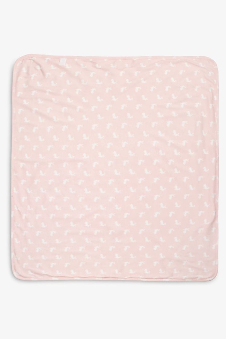 The Little Tailor Pink Baby Soft Jersey 100% Cotton Bunny Print Blanket - Image 1 of 1