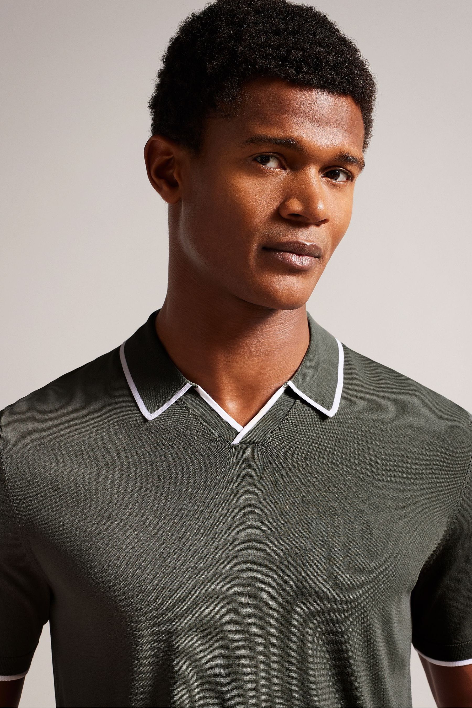 Buy Ted Baker Green Stortfo Short Sleeved Rayon Open Neck Polo Shirt ...