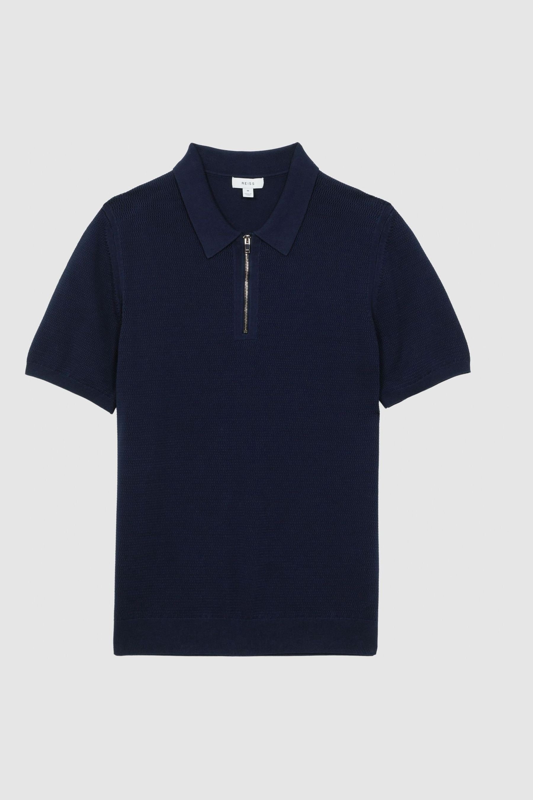 Buy Reiss Navy Fizz Knitted Half-Zip Polo T-Shirt from the Next UK ...