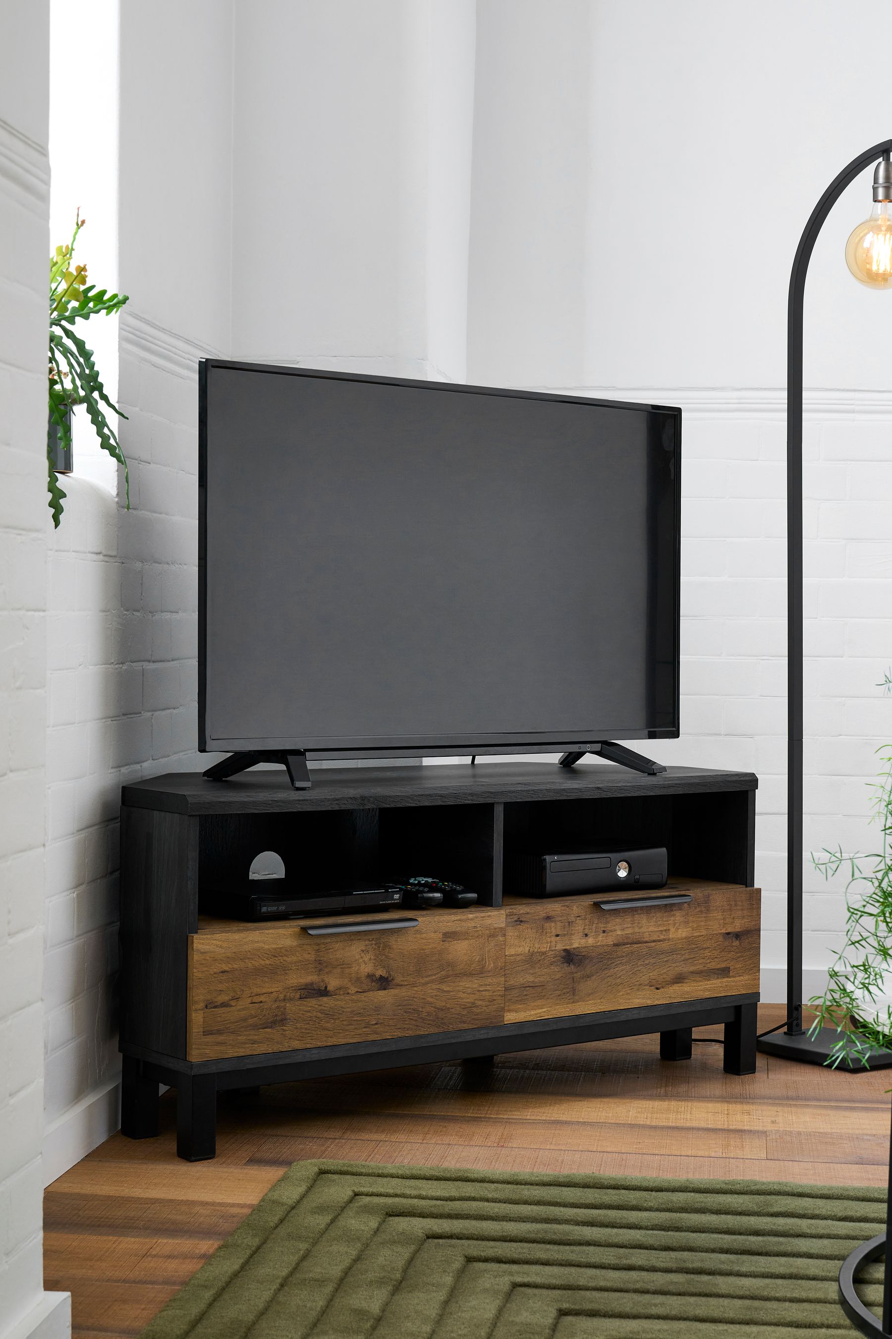 Buy Black/Dark Bronx Oak Effect Corner TV Unit from Next Ireland