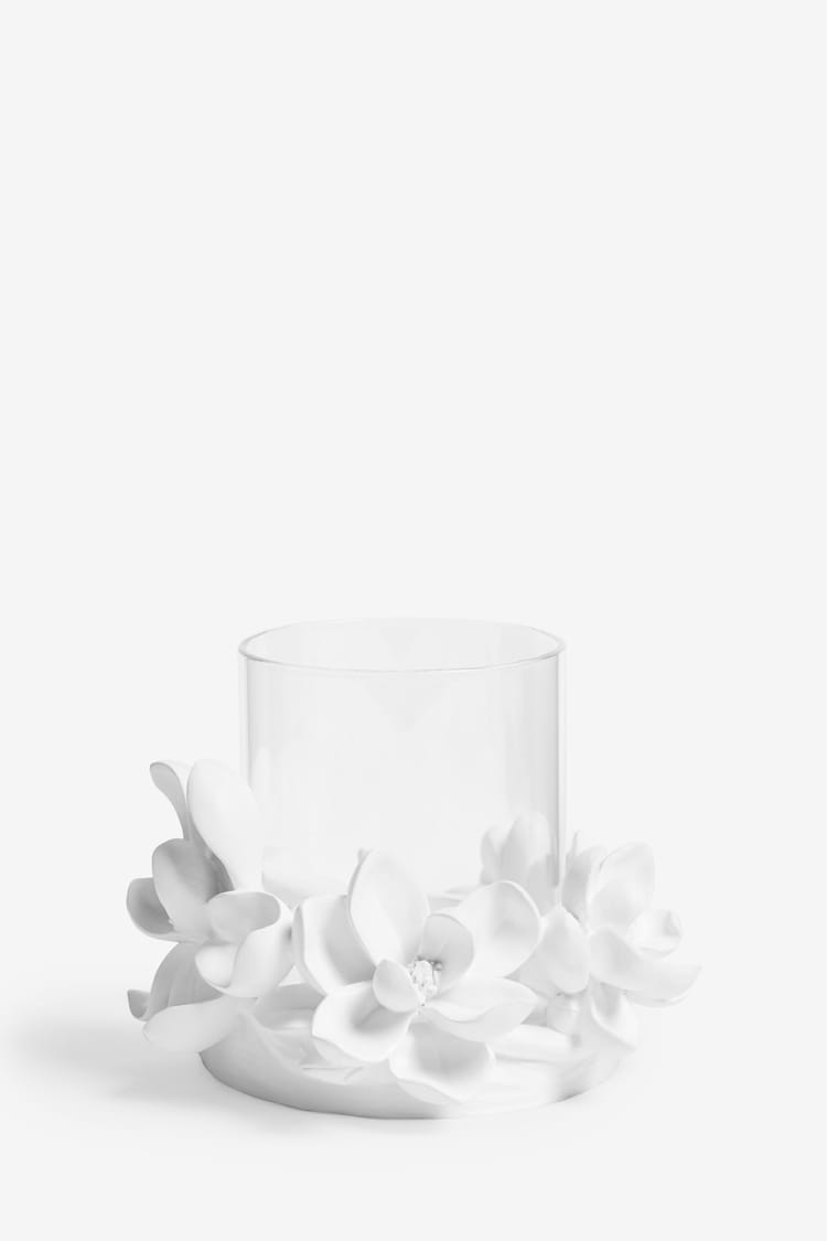 White Floral Tealight Candle Holder - Image 1 of 1