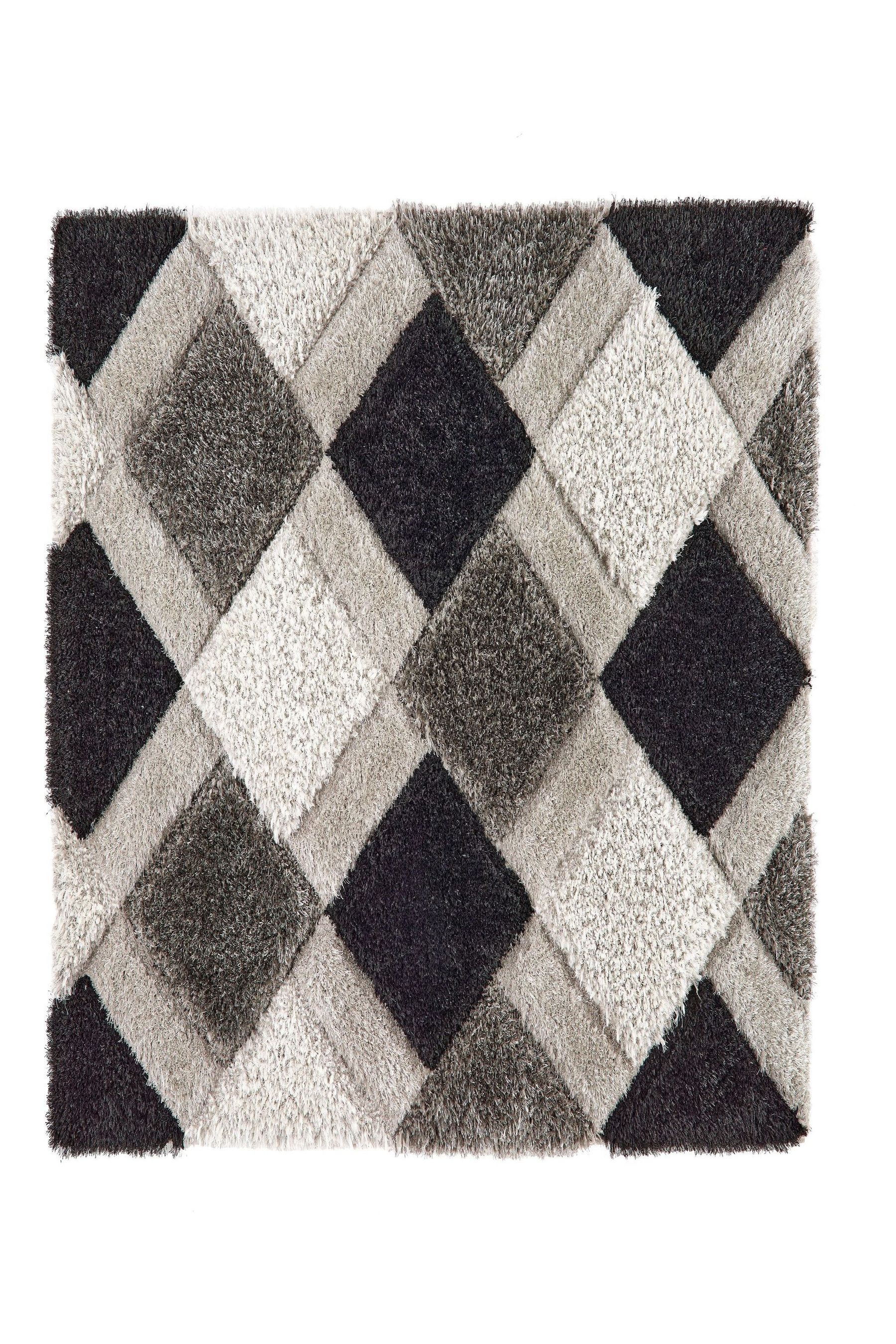 Buy Origin Rug Collection. Grey 3DGEO Shaggy Rug from the Next UK ...