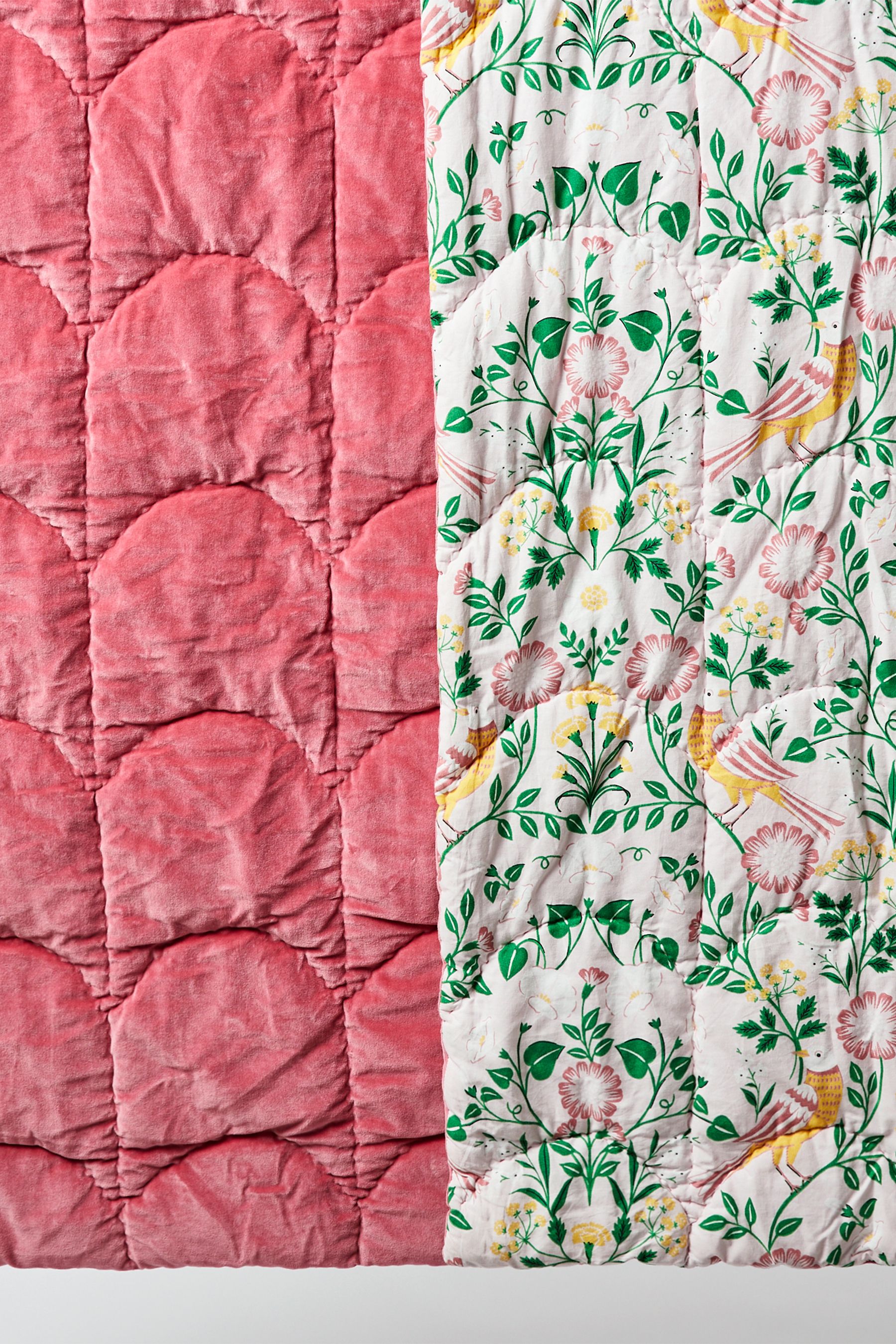 Buy Oliver Bonas Pink Amelia Floral Print Pink Velvet Bedspread from