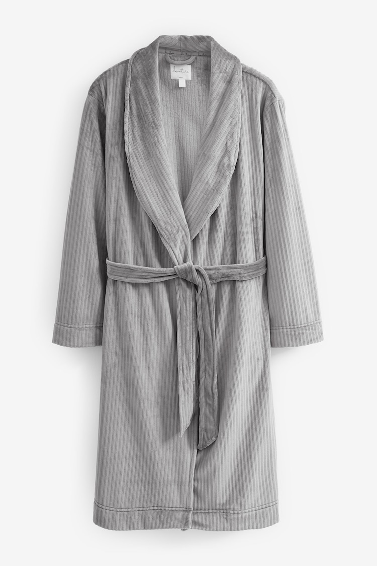 Grey Supersoft Ribbed Dressing Gown - Image 1 of 1