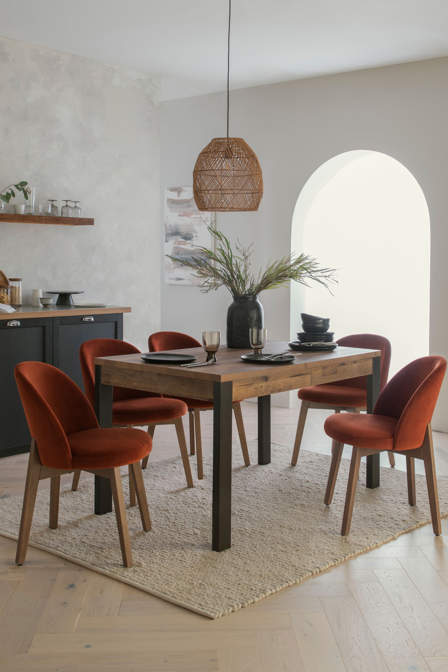 Buy Dark Bronx Oak Effect Round 4 Seater Dining Table from the Next UK