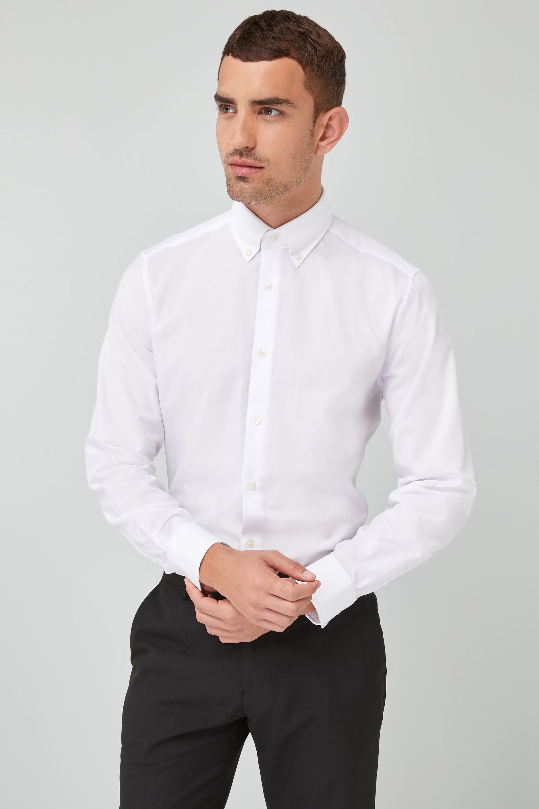 Buy White Regular Fit Easy Care Single Cuff Oxford Shirt from the Next ...