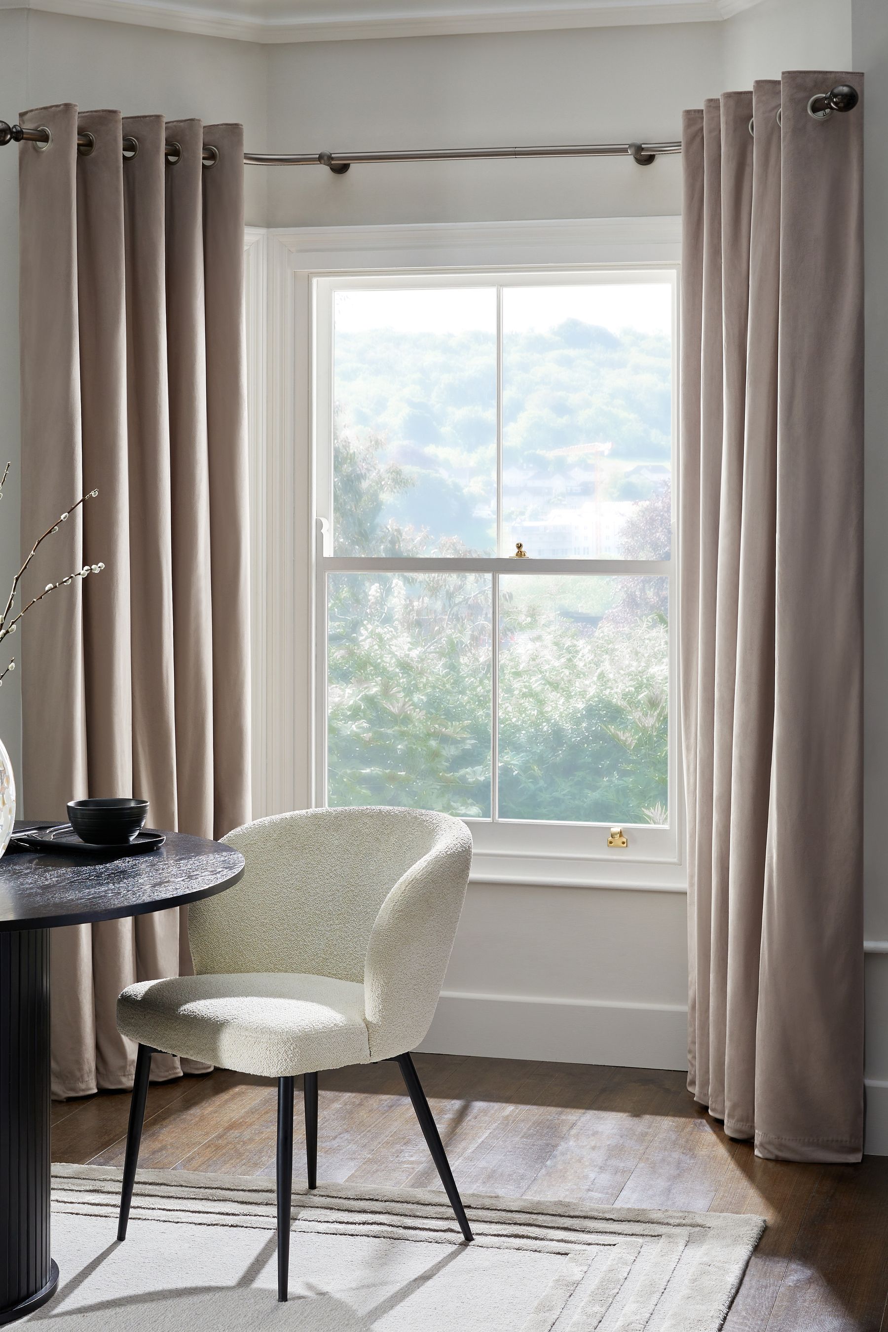 Buy Pewter Grey 4m Bendable Bay Window Curtain Pole Kit from the Next