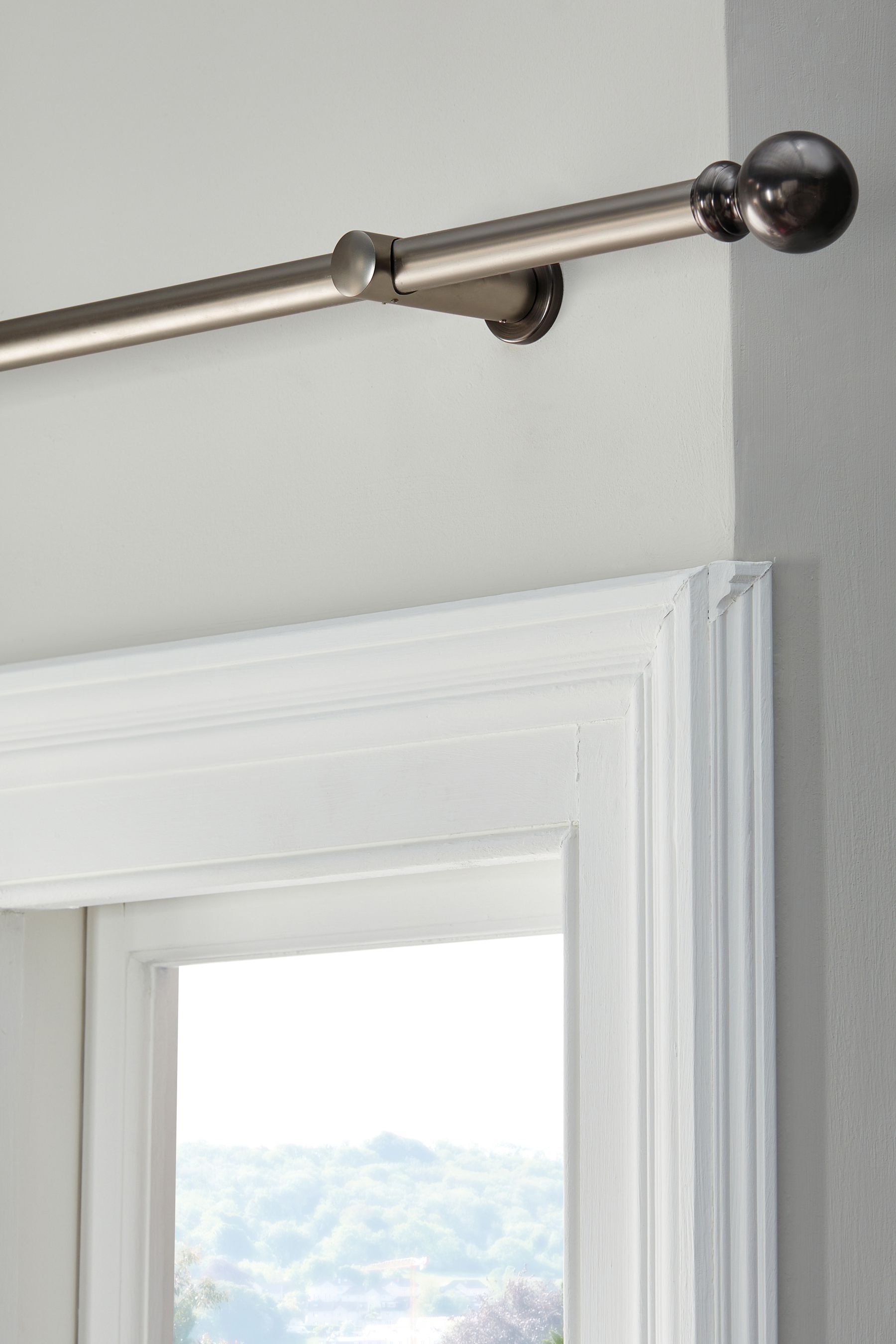 Buy Pewter Grey 4m Bendable Bay Window Curtain Pole Kit from the Next